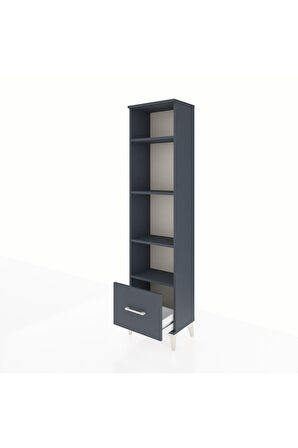 Arges Dolap 4 Raflı Tek Çekmeceli 44x30x182 Antrasit-Antrasit