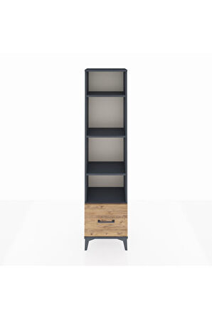 Arges Dolap 4 Raflı Tek Çekmeceli 44x30x182 Antrasit-Çam