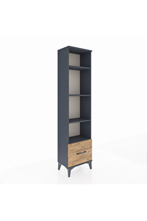 Arges Dolap 4 Raflı Tek Çekmeceli 44x30x182 Antrasit-Çam