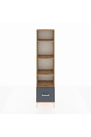 Arges Dolap 4 Raflı Tek Çekmeceli 44x30x182 Çam-Antrasit