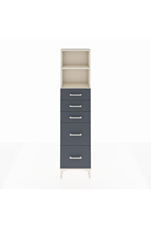 Arges Dolap 2 Raflı 5 Çekmeceli 44x30x182 Aytaşı-Antrasit