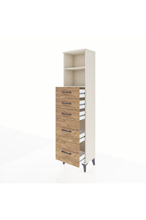 Arges Dolap 2 Raflı 5 Çekmeceli 44x30x182 Aytaşı-Çam