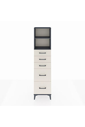 Arges Dolap 2 Raflı 5 Çekmeceli 44x30x182 Antrasit-Aytaşı
