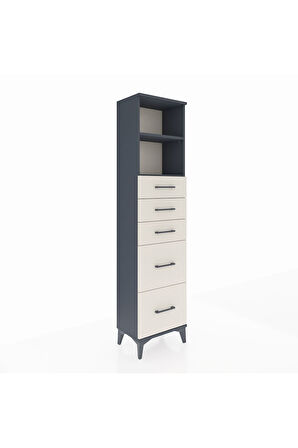 Arges Dolap 2 Raflı 5 Çekmeceli 44x30x182 Antrasit-Aytaşı