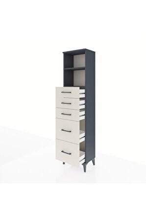 Arges Dolap 2 Raflı 5 Çekmeceli 44x30x182 Antrasit-Aytaşı