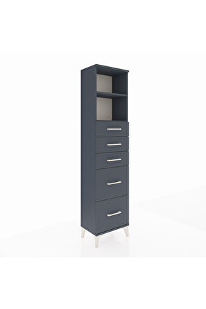 Arges Dolap 2 Raflı 5 Çekmeceli 44x30x182 Antrasit-Antrasit