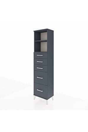 Arges Dolap 2 Raflı 5 Çekmeceli 44x30x182 Antrasit-Antrasit