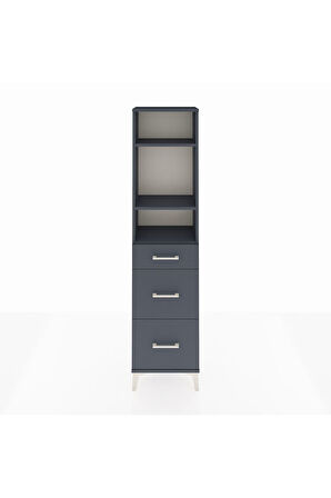 Arges Dolap 3 Raflı 3 Çekmeceli 44x30x182 Antrasit-Antrasit