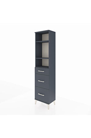 Arges Dolap 3 Raflı 3 Çekmeceli 44x30x182 Antrasit-Antrasit