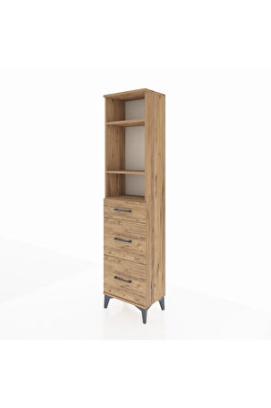 Arges Dolap 3 Raflı 3 Çekmeceli 44x30x182 Çam-Çam