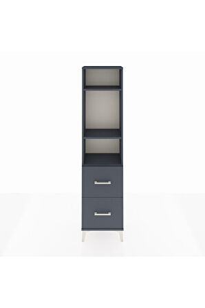 Arges Dolap 3 Raflı 2 Çekmeceli 44x30x182 Antrasit-Antrasit