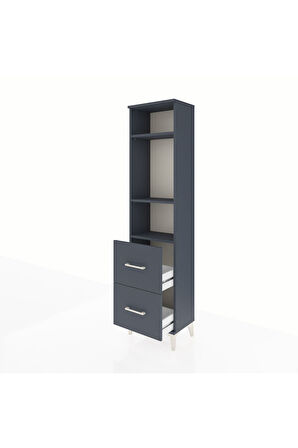 Arges Dolap 3 Raflı 2 Çekmeceli 44x30x182 Antrasit-Antrasit