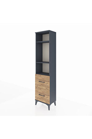 Arges Dolap 3 Raflı 2 Çekmeceli 44x30x182 Antrasit-Çam