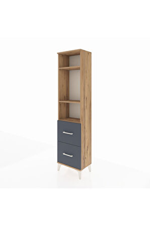 Arges Dolap 3 Raflı 2 Çekmeceli 44x30x182 Çam-Antrasit