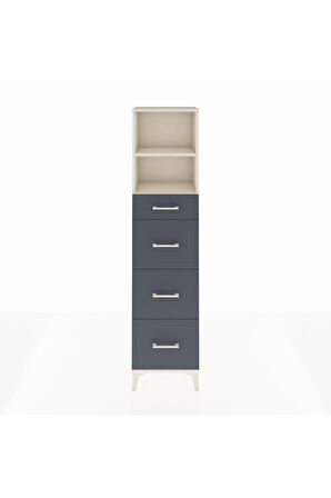 Arges Dolap 2 Raflı 4 Çekmeceli 44x30x182 Aytaşı-Antrasit