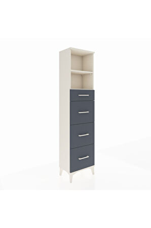 Arges Dolap 2 Raflı 4 Çekmeceli 44x30x182 Aytaşı-Antrasit