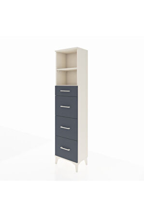 Arges Dolap 2 Raflı 4 Çekmeceli 44x30x182 Aytaşı-Antrasit