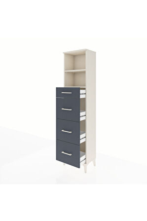 Arges Dolap 2 Raflı 4 Çekmeceli 44x30x182 Aytaşı-Antrasit