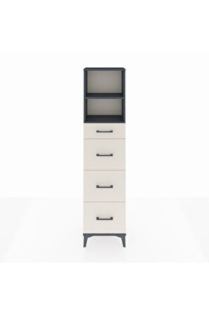 Arges Dolap 2 Raflı 4 Çekmeceli 44x30x182 Antrasit-Aytaşı
