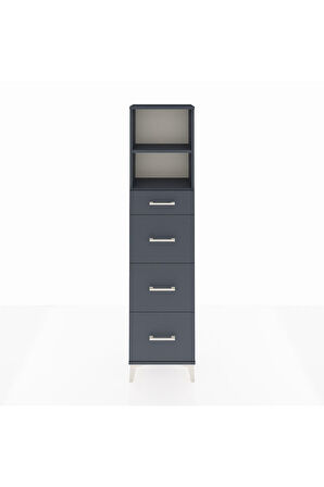 Arges Dolap 2 Raflı 4 Çekmeceli 44x30x182 Antrasit-Antrasit