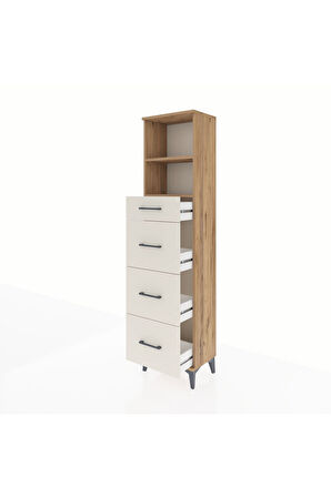 Arges Dolap 2 Raflı 4 Çekmeceli 44x30x182 Çam-Aytaşı