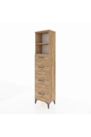 Arges Dolap 2 Raflı 4 Çekmeceli 44x30x182 Çam-Çam