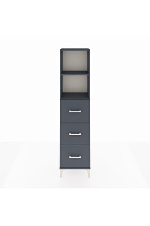 Arges Dolap 2 Raflı 3 Çekmeceli 44x30x182 Antrasit-Antrasit