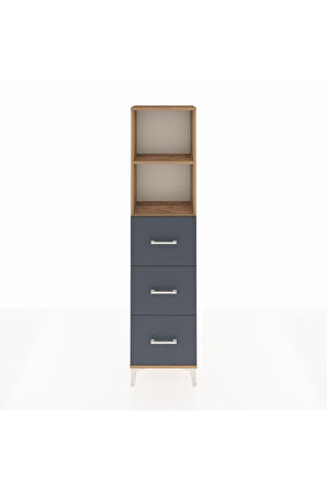 Arges Dolap 2 Raflı 3 Çekmeceli 44x30x182 Çam-Antrasit