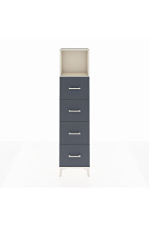Arges Dolap Tek Raflı 4 Çekmeceli 44x30x182 Aytaşı-Antrasit