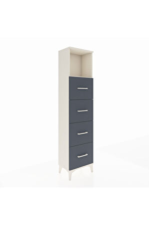 Arges Dolap Tek Raflı 4 Çekmeceli 44x30x182 Aytaşı-Antrasit
