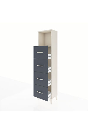 Arges Dolap Tek Raflı 4 Çekmeceli 44x30x182 Aytaşı-Antrasit
