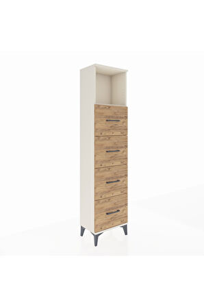 Arges Dolap Tek Raflı 4 Çekmeceli 44x30x182 Aytaşı-Çam
