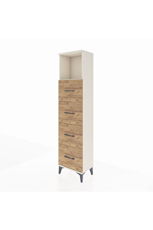 Arges Dolap Tek Raflı 4 Çekmeceli 44x30x182 Aytaşı-Çam