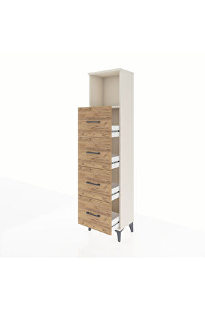 Arges Dolap Tek Raflı 4 Çekmeceli 44x30x182 Aytaşı-Çam