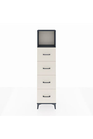 Arges Dolap Tek Raflı 4 Çekmeceli 44x30x182 Antrasit-Aytaşı