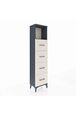 Arges Dolap Tek Raflı 4 Çekmeceli 44x30x182 Antrasit-Aytaşı
