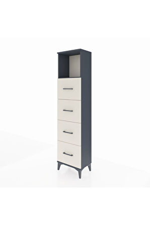 Arges Dolap Tek Raflı 4 Çekmeceli 44x30x182 Antrasit-Aytaşı