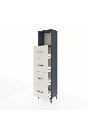 Arges Dolap Tek Raflı 4 Çekmeceli 44x30x182 Antrasit-Aytaşı