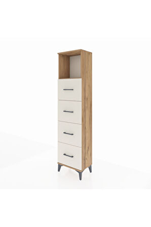 Arges Dolap Tek Raflı 4 Çekmeceli 44x30x182 Çam-Aytaşı