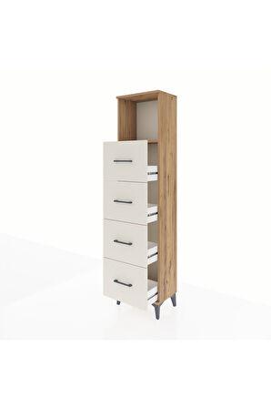 Arges Dolap Tek Raflı 4 Çekmeceli 44x30x182 Çam-Aytaşı