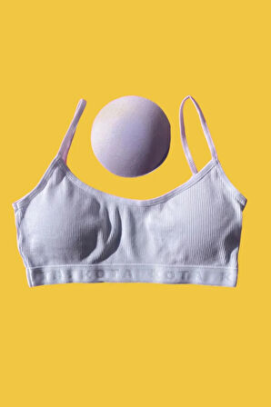 Kadın Fitilli Beyaz İp Askılı Çıkarılabilir Pedli Büstiyer Yarım Atlet 3 Adet