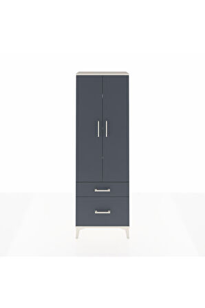 Arges Dolap 4 Raflı 2 Çekmeceli 2 Kapaklı 60x30x182 Aytaşı-Antrasit
