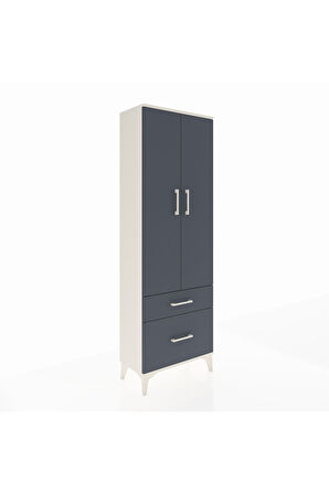 Arges Dolap 4 Raflı 2 Çekmeceli 2 Kapaklı 60x30x182 Aytaşı-Antrasit