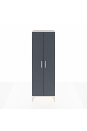 Arges Dolap Tek Raflı 2 Kapaklı Tek Askılı 60x30x182 Aytaşı-Antrasit