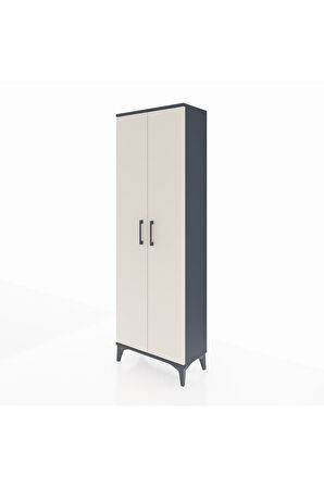 Arges Dolap Tek Raflı 2 Kapaklı Tek Askılı 60x30x182 Antrasit-Aytaşı