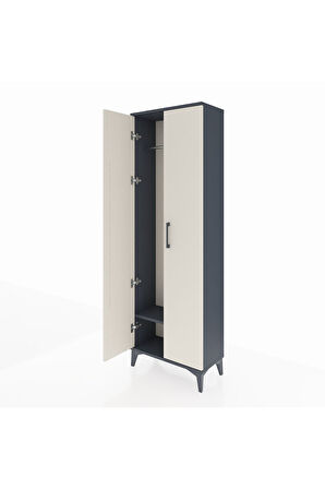 Arges Dolap Tek Raflı 2 Kapaklı Tek Askılı 60x30x182 Antrasit-Aytaşı