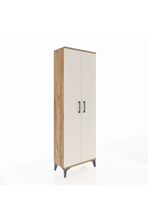 Arges Dolap Tek Raflı 2 Kapaklı Tek Askılı 60x30x182 Çam-Aytaşı