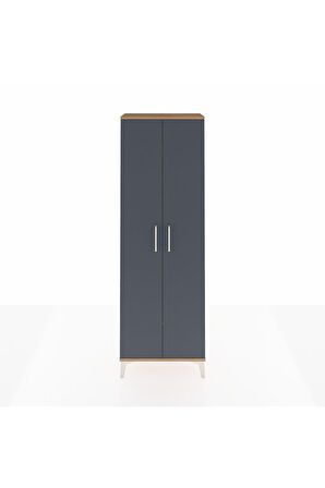 Arges Dolap Tek Raflı 2 Kapaklı Tek Askılı 60x30x182 Çam-Antrasit