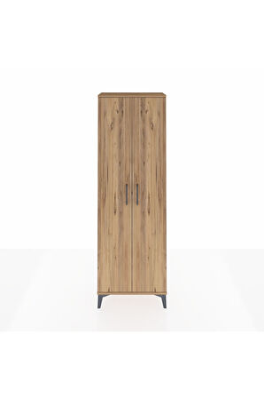 Arges Dolap Tek Raflı 2 Kapaklı Tek Askılı 60x30x182 Çam-Çam