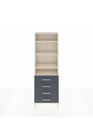 Arges Dolap 4 Raflı 4 Çekmeceli 60x30x182 Aytaşı-Antrasit